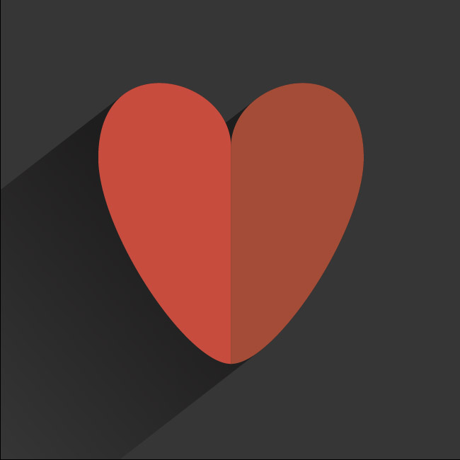 flat style heart vector tutorial